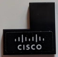 Tile 2 x 2 Corner with White 'CISCO' and Bridge Logo Pattern Model Left Side (Sticker) - Set 76919