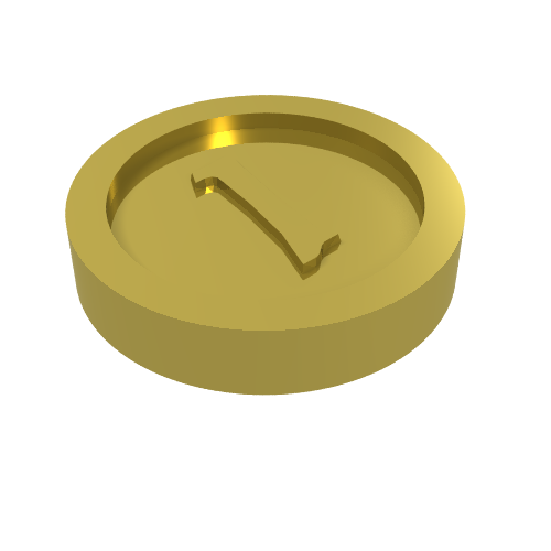 Lego Money / Coin with "1" Gothic Type / Chrome Gold