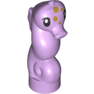 Lego Animal, Seahorse with Black Eyes, Olive Green Spots / Lavender