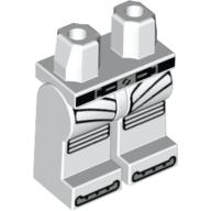 Lego Hips and White Legs with Black and Silver Belt and Silver Panels Print / White