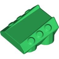 Lego Brick Sloped 2 x 2 No Studs, with 3 Side Pistons Raised Edges / Green