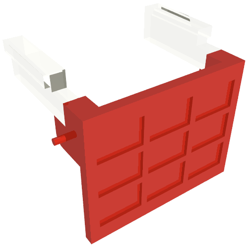 Lego Garage Door Solid Assembly with Trans Clear Counterweights - Old (Hinge Pins on Door) / Red
