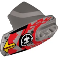 Large Figure Limb Cover, Size 5, Armor with Ball Joint Socket with Hero Factory Logo and Furno Flames Print / Flat Silver