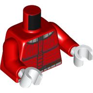 Lego Torso, Black Armor Lines, White Collar, Belt print, Red Arms, White Hands / Red