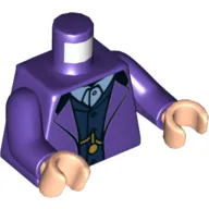 Torso Suit Jacket over Dark Blue Vest and White Button Down Shirt with Gold Chain Watch Print, Dark Purple Arms, Light Nougat Hands