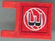Flag 2 x 2 Square with Flat Edge with Black Number 3 and White Wire Frame Basketball on Red Background Pattern (Sticker) - Sets 3432 / 3433