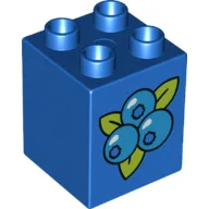 Duplo Brick 2 x 2 x 2 with Blueberries Print / Blue