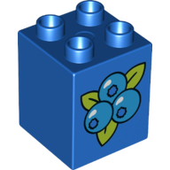 Lego Duplo Brick 2 x 2 x 2 with Blueberries Print / Blue