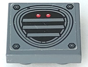 Lego Tile, Modified 2 x 2 Inverted with 4 Bolts and Air Vent with 2 Red Lights Pattern (Sticker) - Set 70500