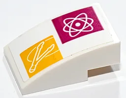 Slope, Curved 3 x 2 with Atom Diagram and Compass on Magenta and Yellow Squares Pattern (Sticker) - Set 41731