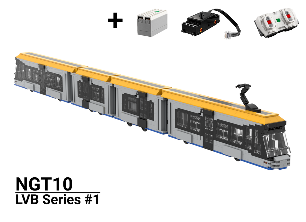 Lego Tram LVB Leipzig (Solaris Tramino NGT10) [Normal+Motorized Version]