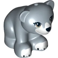 Animal, Bear, Small with Hole in Top and Brown Eyes, White Paws and Mouth, Black Nose Print / Sand Blue
