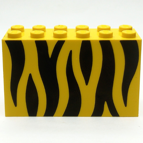 Lego Brick 2 x 6 x 3 with Black Animal Stripe Print