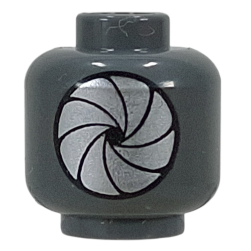 Lego Minifig Head, Silver Diaphragm, Closed / Open / Dark Bluish Gray