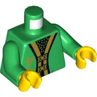 Torso, Robe with Gold Trim, Gold Asian Symbol Print (Hutchins), Green Arms, Yellow Hands / Green