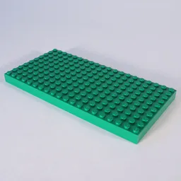 Brick 10 x 20 with Bottom Tubes in single row around edge, with dual '+' Cross Supports / Green