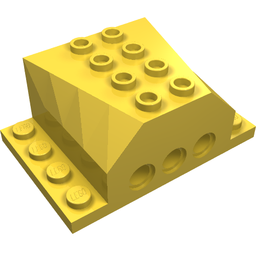 Lego Engine Block 4 x 6 x 2 with Wedged Center, Recessed Edges and Pin Holes / Yellow