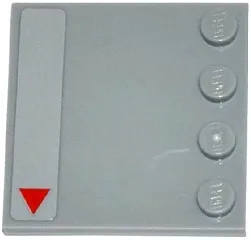 Tile, Modified 4 x 4 with Studs on Edge with Small Red Triangle Pattern Model Left Side (Sticker) - Set 75082