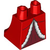 Lego Hips and Legs Under Dress/Robe with White Furls, Dark Red Underdress print / Red