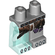 Lego Hips and Light Bluish Gray Left Leg, Trans-Light Blue Right Leg with Copper Armor, Chains, Purple Sinew Patches and Gray Talons Print / Light Bluish Gray