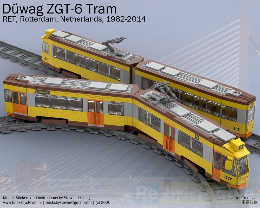 Lego Düwag ZGT-6 Tram (RET, Rotterdam, Netherlands)