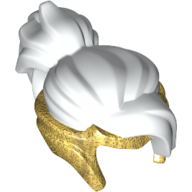 Lego Hair and Tiara, Pearl Gold Print / White