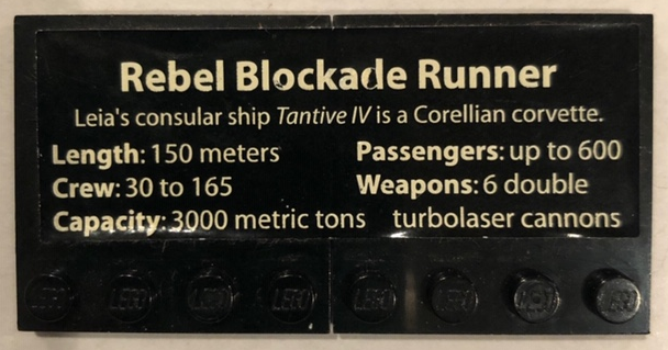 Lego Stickered Assembly 8 x 4 with Rebel Blockade Runner Stats Pattern (Sticker) - Set 10019