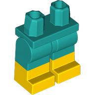 Lego Hips with Dark Turquoise Legs and Yellow Boots Pattern [PLAIN] / Dark Turquoise
