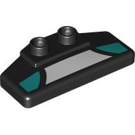 Lego Duplo Rear Spoiler 2 x 4 x 1 / 2 with White and Dark Turquoise Panels Print