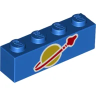 Brick 1 x 4 with Classic Space Logo Print / Blue