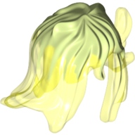 Lego Hair Long in Wind with Marbled Trans-Neon Green Pattern / Yellowish Green