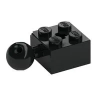 Technic Brick Special 2 x 2 with Ball and Axle Hole, with 6 Holes in Ball / Black