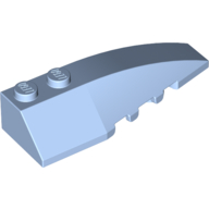 Lego Brick Wedged, Curved 6 x 2 Right, Inner Ridges / Bright Light Blue