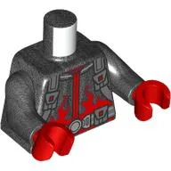 Torso, Jacket, Silver Harness with Pockets, Red Flames Print, Pearl Titanium Arms, Red Hands / Pearl Titanium