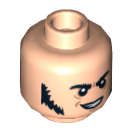 Lego Minifig Head Jesus, Dark Brown Sideburns and Crooked Smile Print [Hollow Stud] / Light Nougat