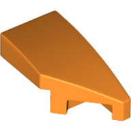 Lego Brick Wedged, Curved 2 x 1 with Stud Notch Right / Orange