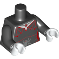 Lego Torso Dress with Red Webbed Shoulders, and Silver Spider Print, Black Arms, White Hands / Black
