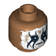 Lego Minifig Head Tonto, Dual Sided, Face Paint, Neutral / Mouth Open Frown Print [Hollow Stud] / Medium Nougat