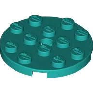 Plate Round 4 x 4 with Pin Hole / Dark Turquoise