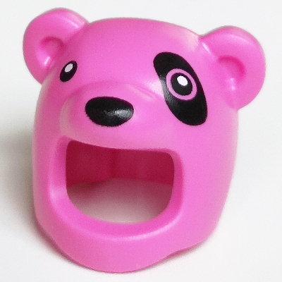 Lego Costume / Mask, Bear, Face Opening with Black Eyes and Eyepatch Print / Dark Pink