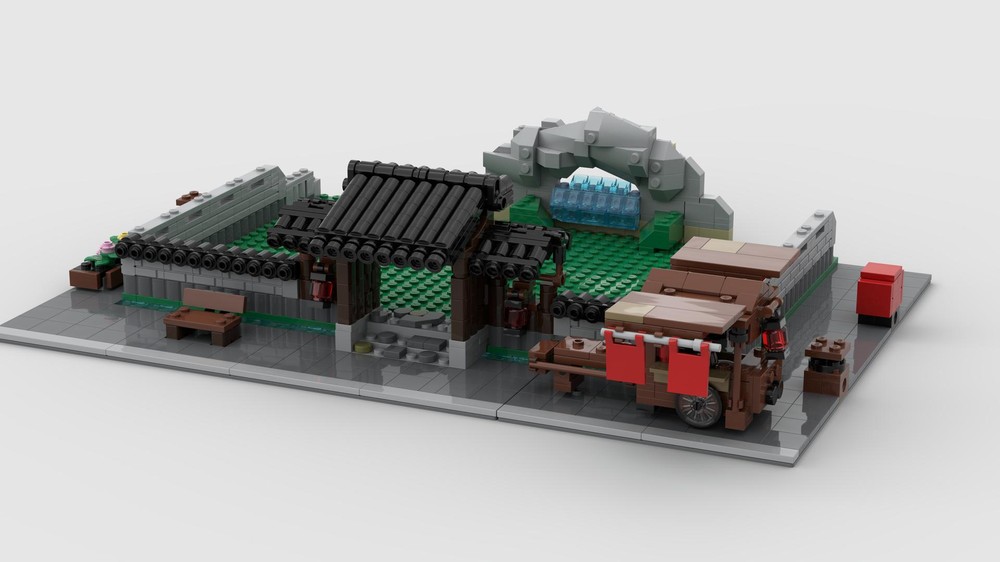 Lego 10315 Japanese Garden Modular Conversion and Street Food Cart nonMILS version