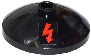 Lego Dish 3 x 3 Inverted (Radar) with Red Electricity Danger Sign Pattern (Sticker) - Set 70808