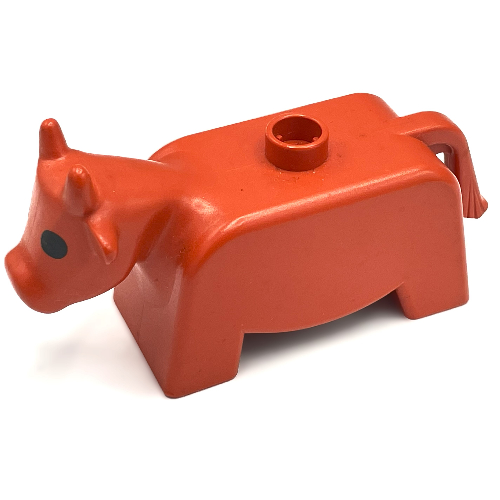Lego Duplo Animal Cow, Solid Black Eyes (Old Style) / Fabuland Red