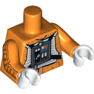 Lego Torso Rebel Pilot with Black Belt with Buckle on Back Print, Orange Arms with Jacket Print, White Hands / Orange