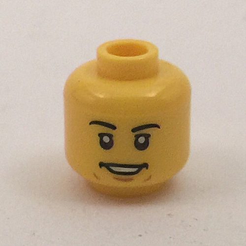 Lego Minifig Head Dareth, Eyebrows, White Pupils, Smile, Teeth Print [Hollow Stud] / Yellow