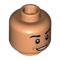 Minifig Head Mesut Özil, Eyebrows, Chin and Moustache Stubble, White Pupils, Open Smile Print [Hollow Stud] / Nougat