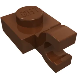 Plate Special 1 x 1 with Clip Horizontal [Thick U Clip] / Reddish Brown