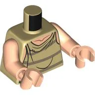 Torso, Tatty Vest, Light Nougat Neck, with 3 Stripes Print (Dobby), Light Nougat Arms and Hands / Tan