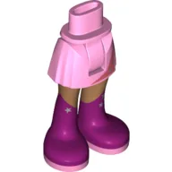 Minidoll Hips and Short Skirt with Medium Nougat Legs and Dark Pink Boots with Silver Star / Bright Pink