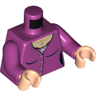 Lego Torso Cardigan Sweater, Pink Shirt, Necklace with Pendant Print, Magenta Arms, Light Nougat Hands / Magenta